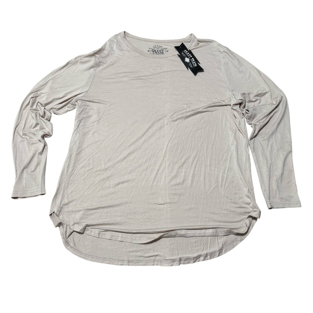 NWT Crazy Train Women's Beige‎ Long Sleeve Soft Stretch Top Size 2XL 25 x 30